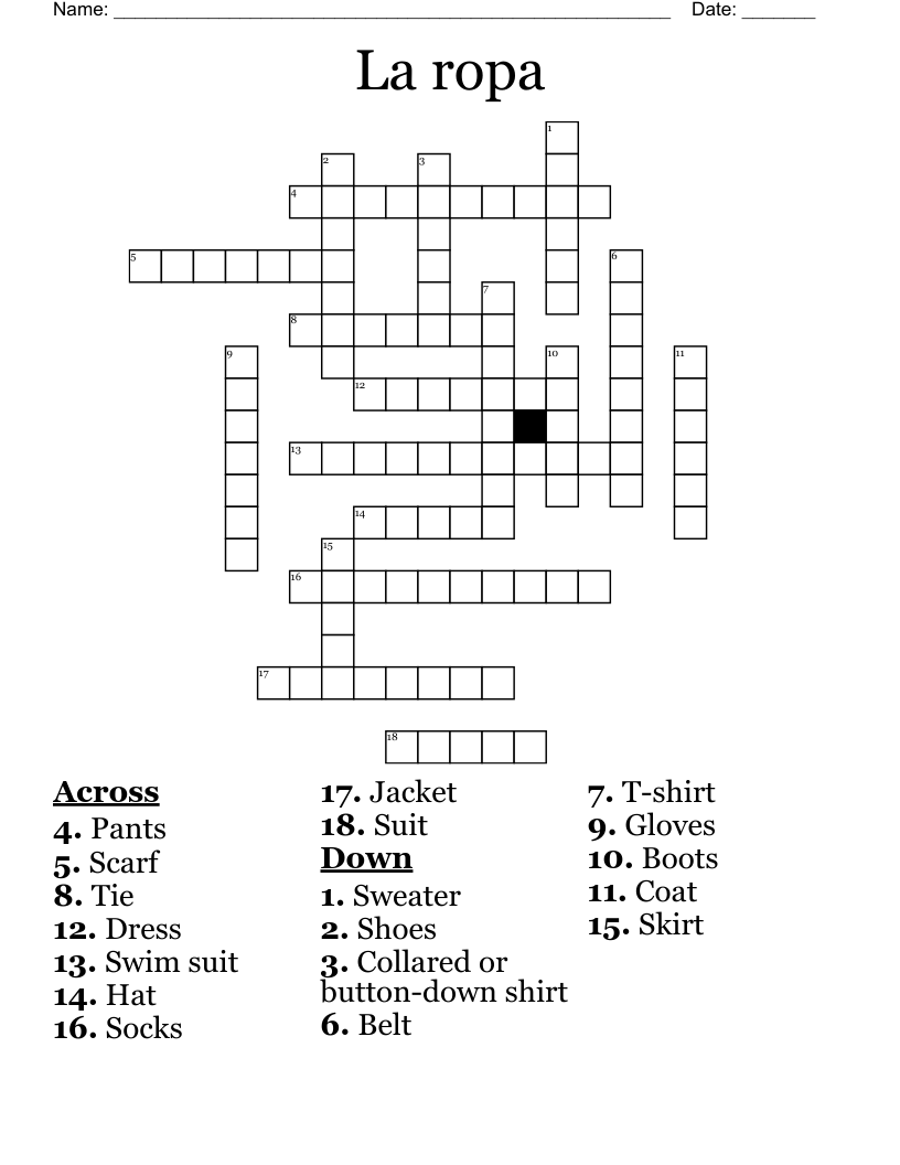 La ropa Crossword