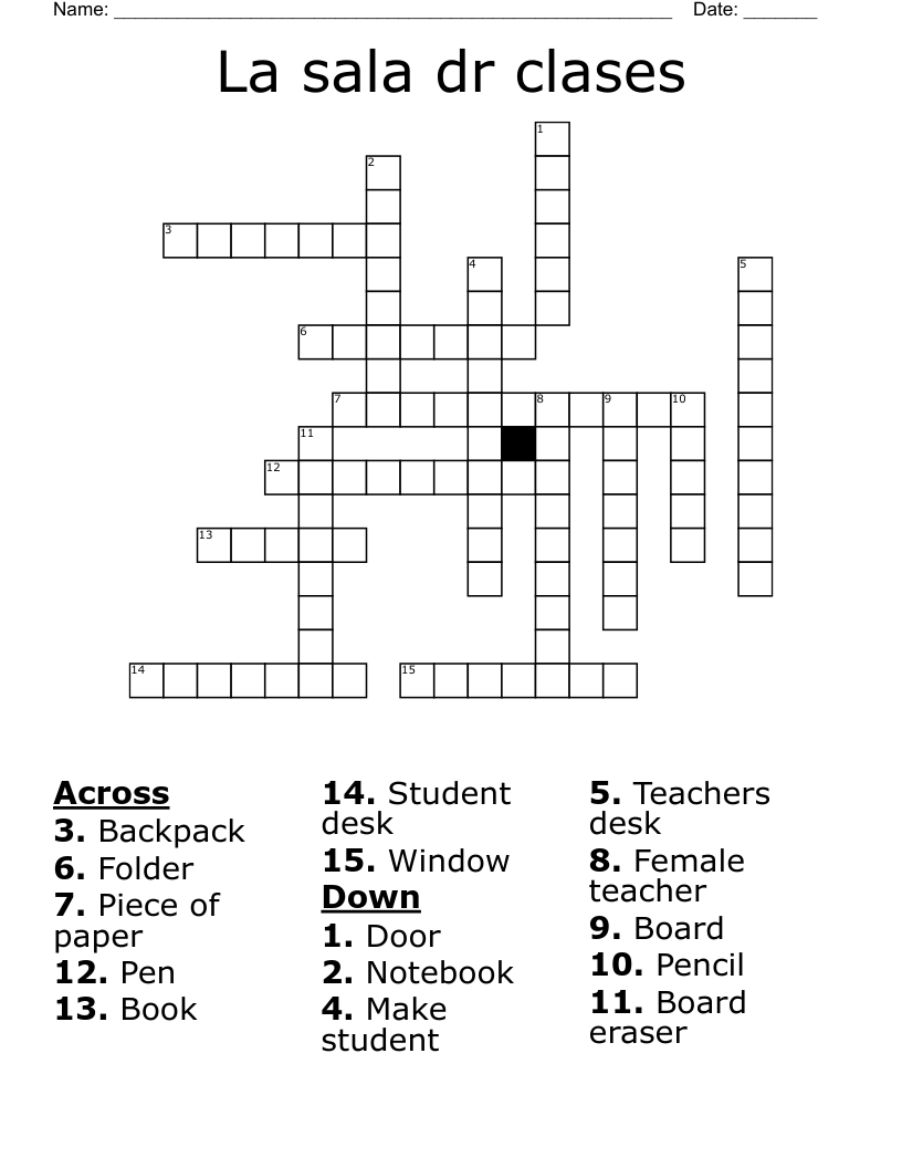 La sala dr clases  Crossword