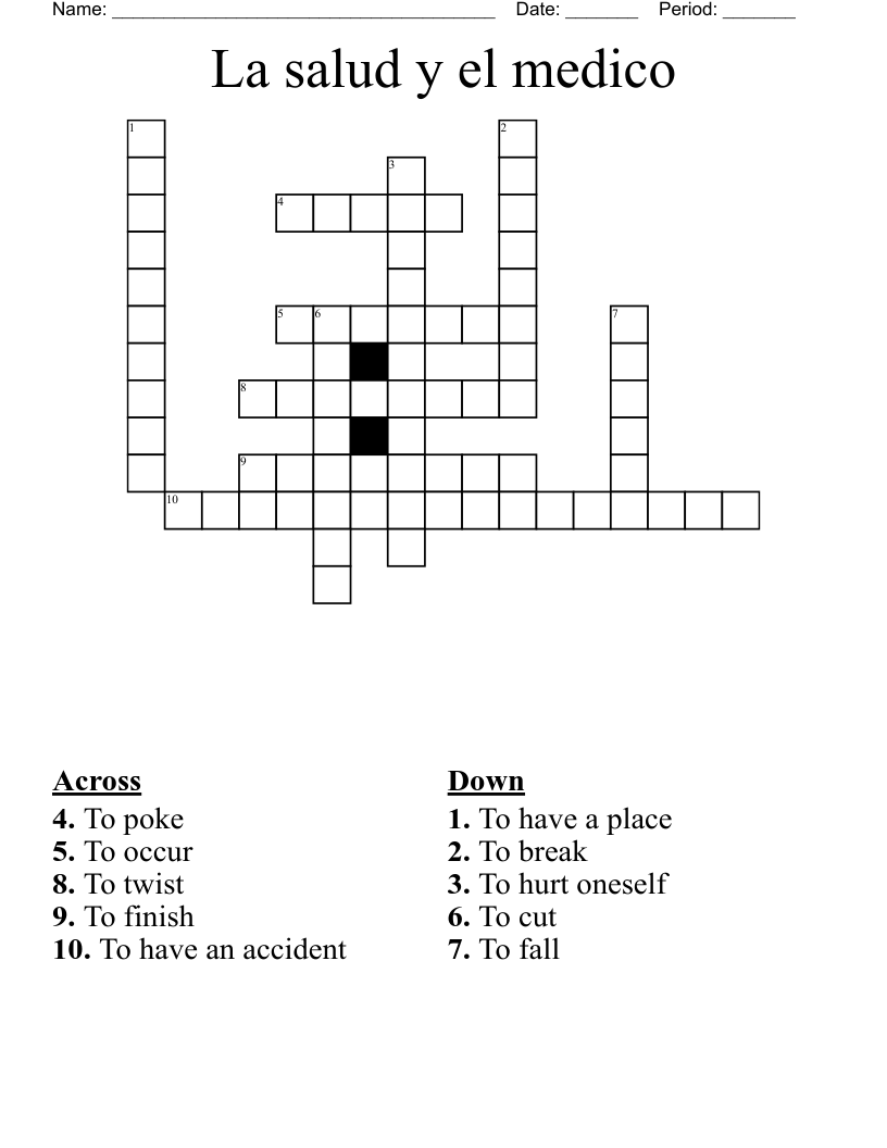 La salud y el medico Crossword