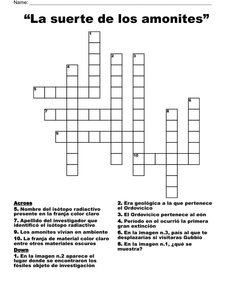 “La suerte de los amonites” Crossword