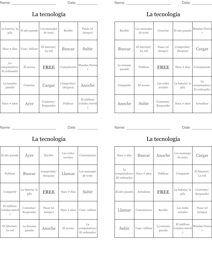 La tecnología Bingo Cards