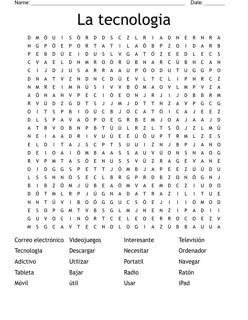 La tecnologia Word Search