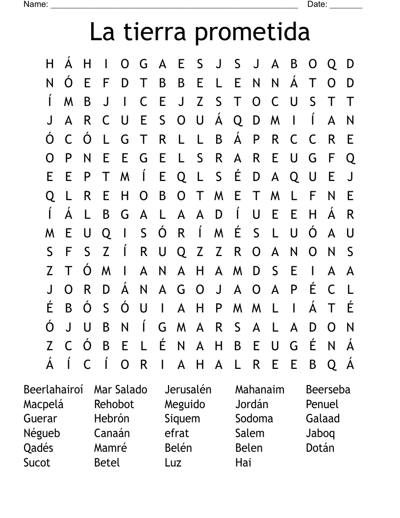 La tierra prometida Word Search