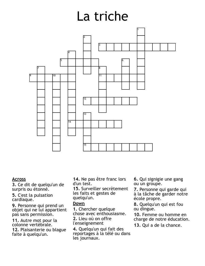 La triche Crossword