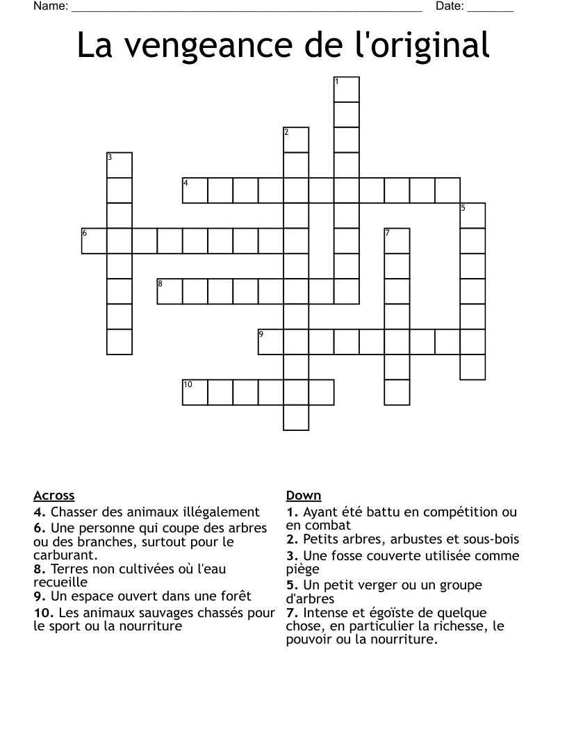 La vengeance de l'original Crossword
