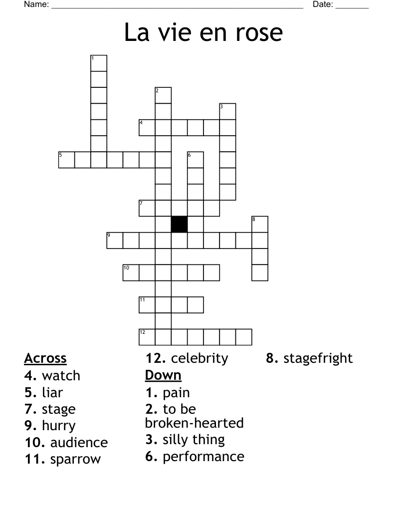 La vie en rose Crossword
