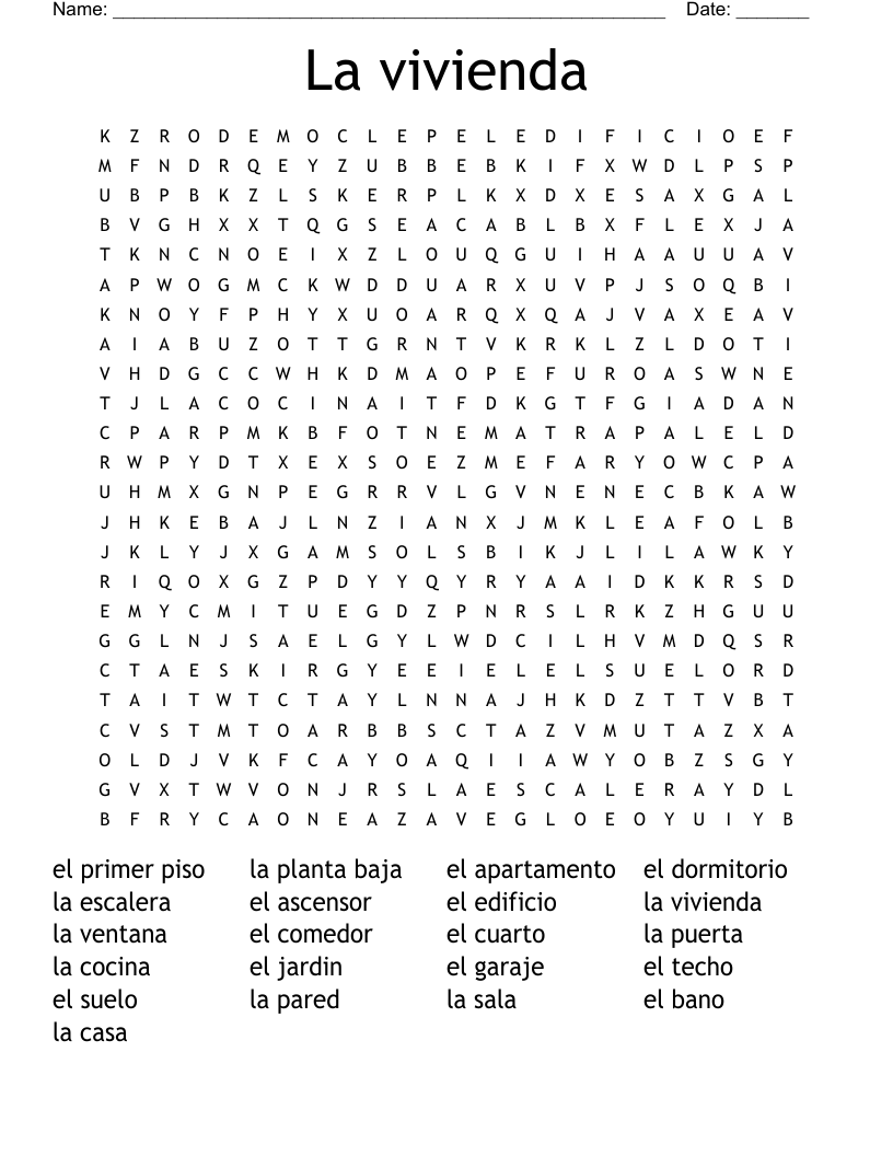 La vivienda Word Search