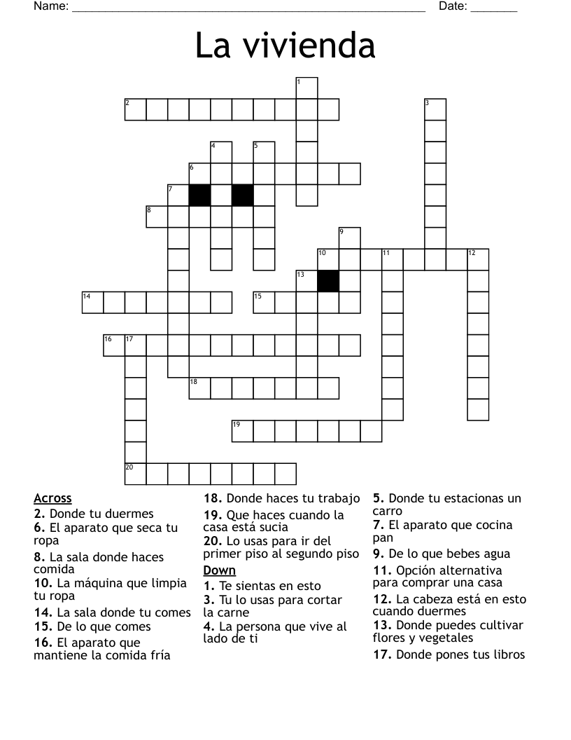 La vivienda Crossword