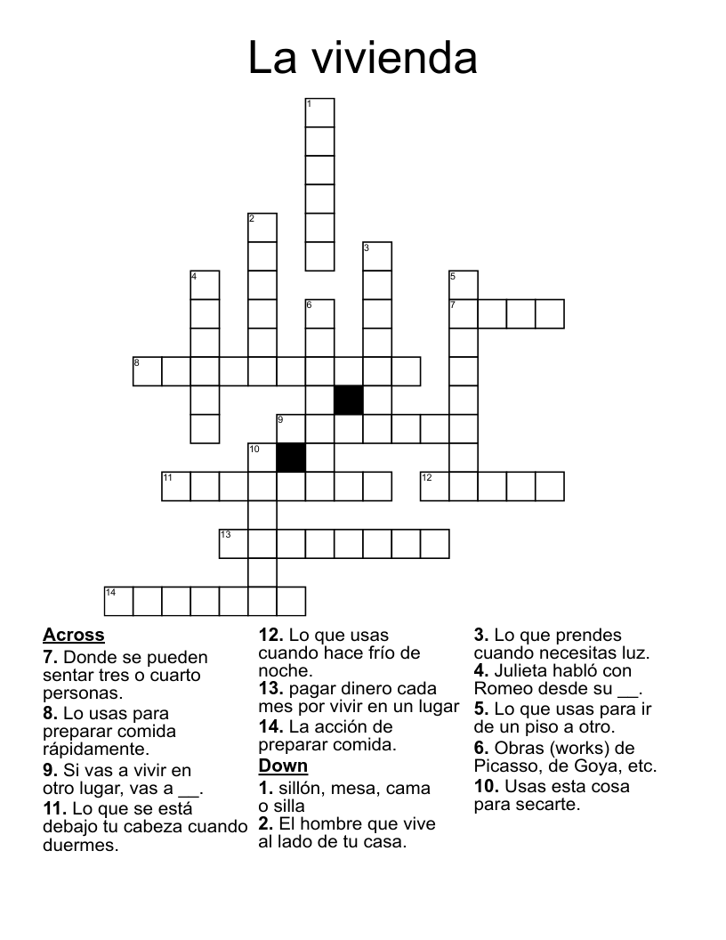 La vivienda Crossword