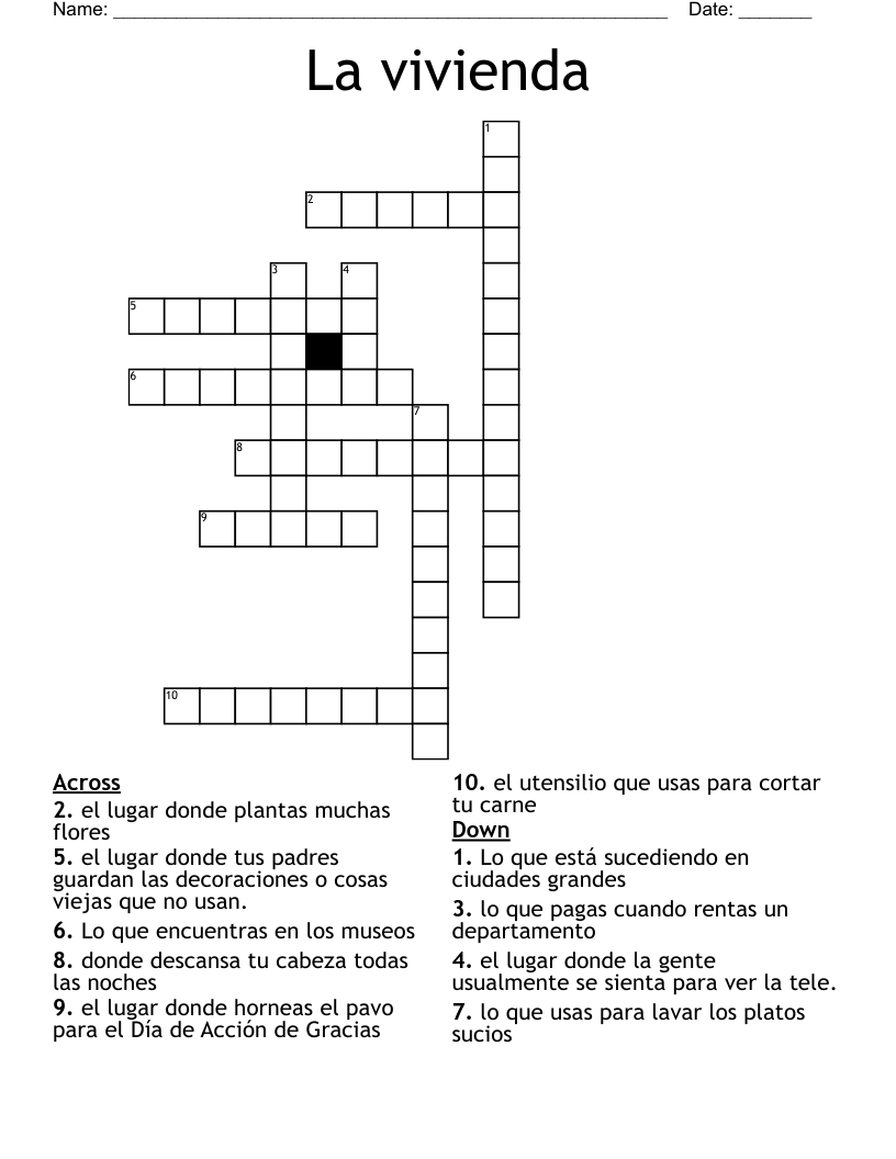 La vivienda Crossword