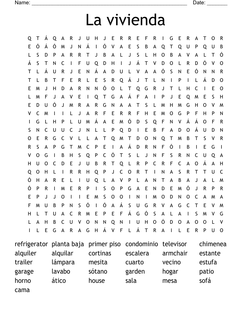 La vivienda Word Search