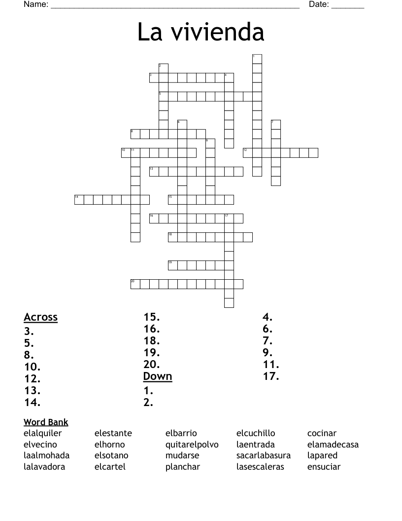 La vivienda Crossword