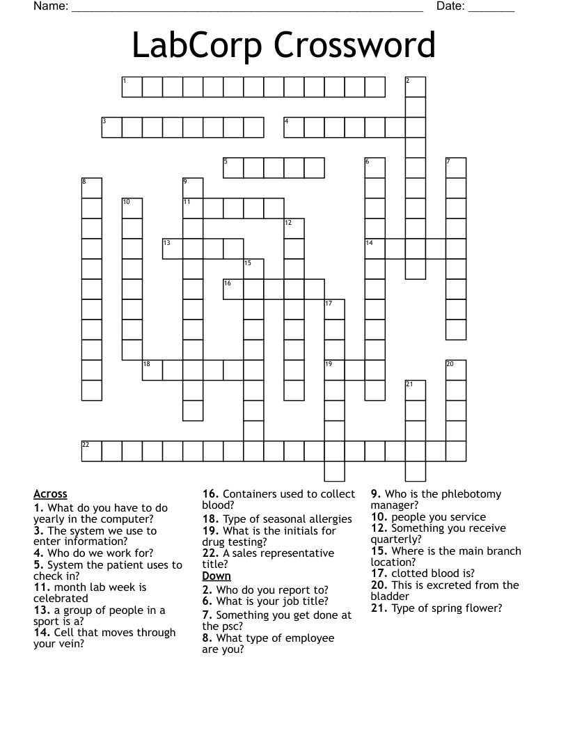 LabCorp Crossword