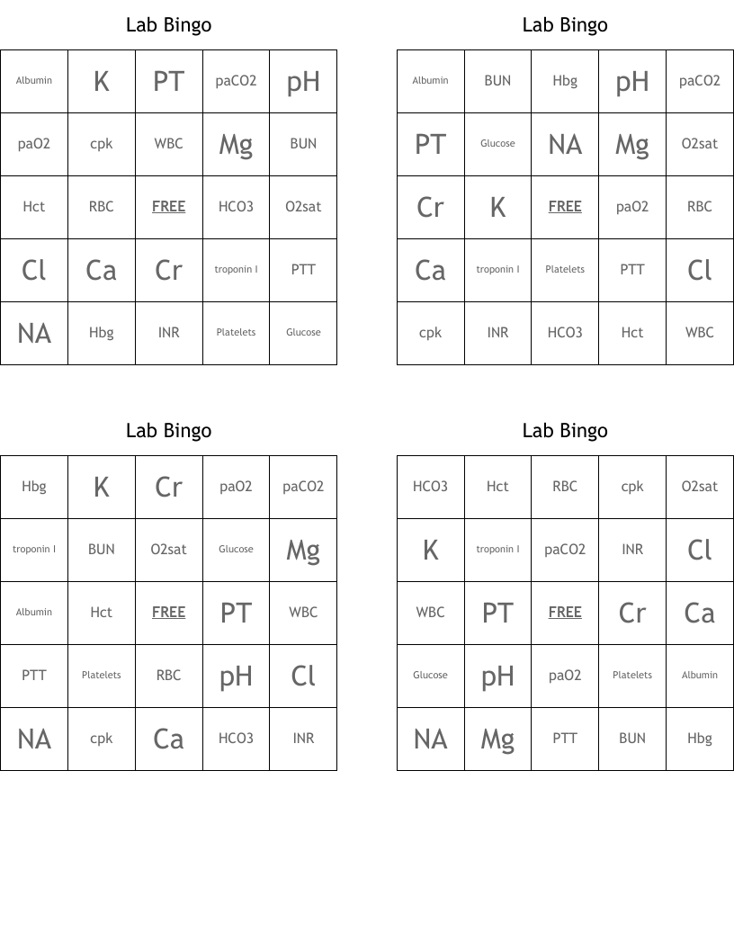 Lab Bingo
