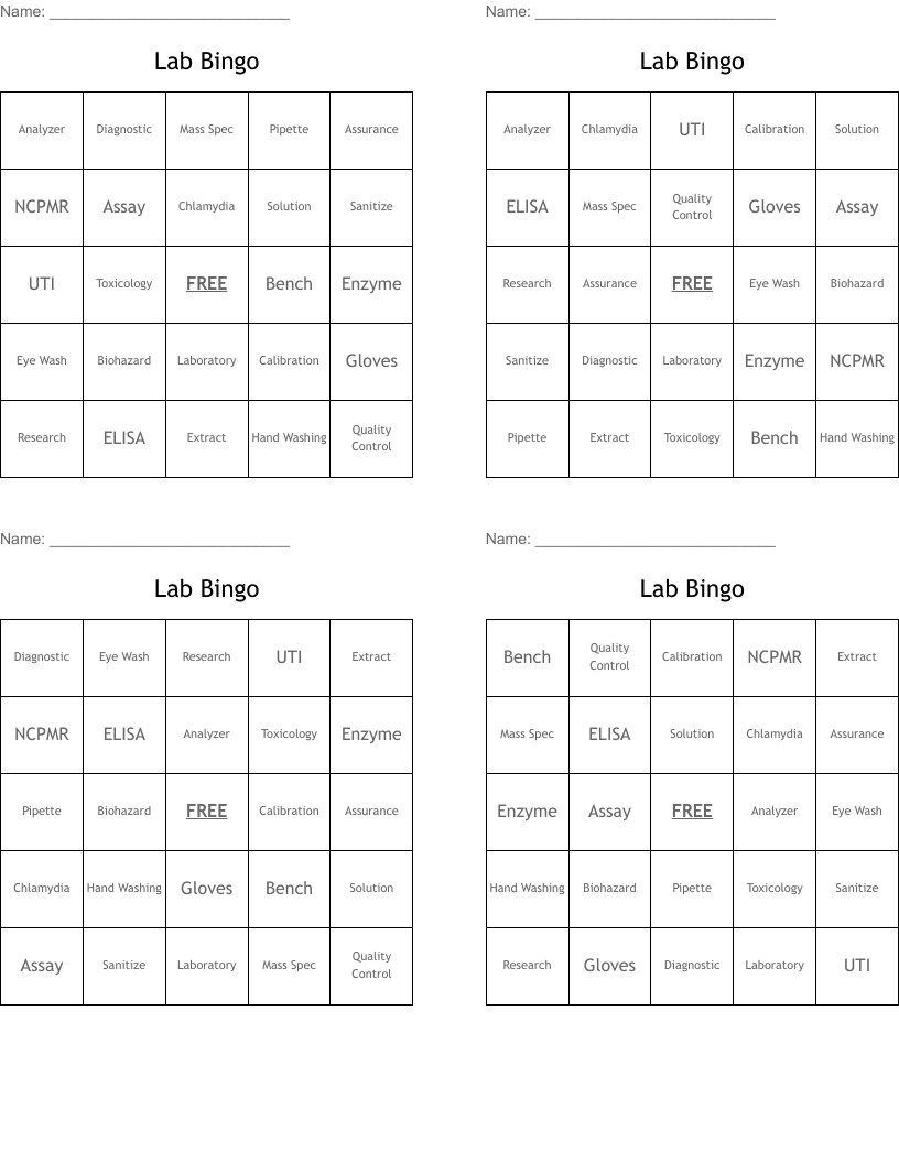 Lab Bingo