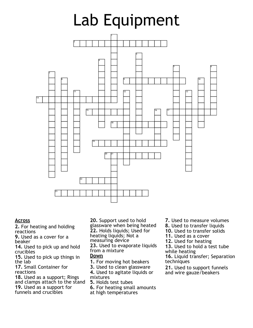 Lab Equipment Crossword