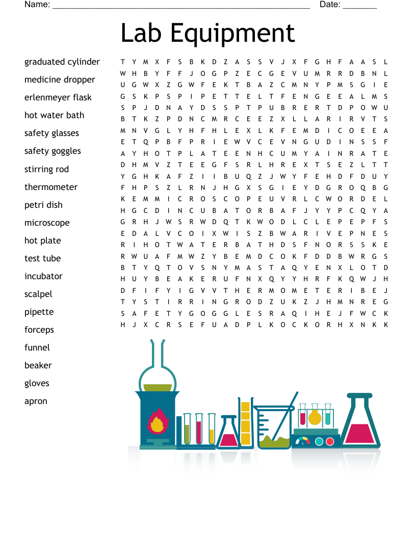 Lab Equipment Word Search