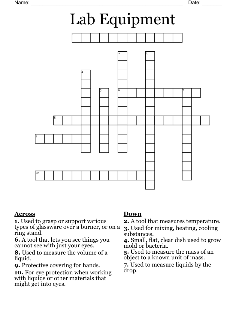 Lab Equipment Crossword