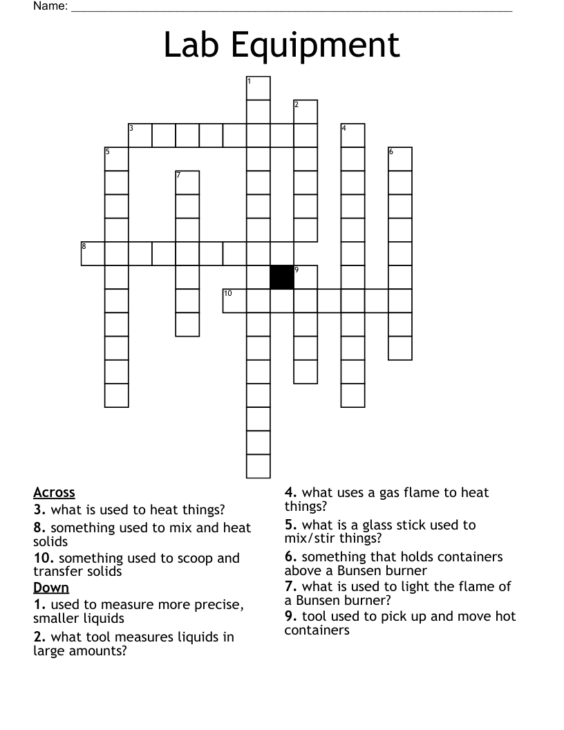 Lab Equipment Crossword
