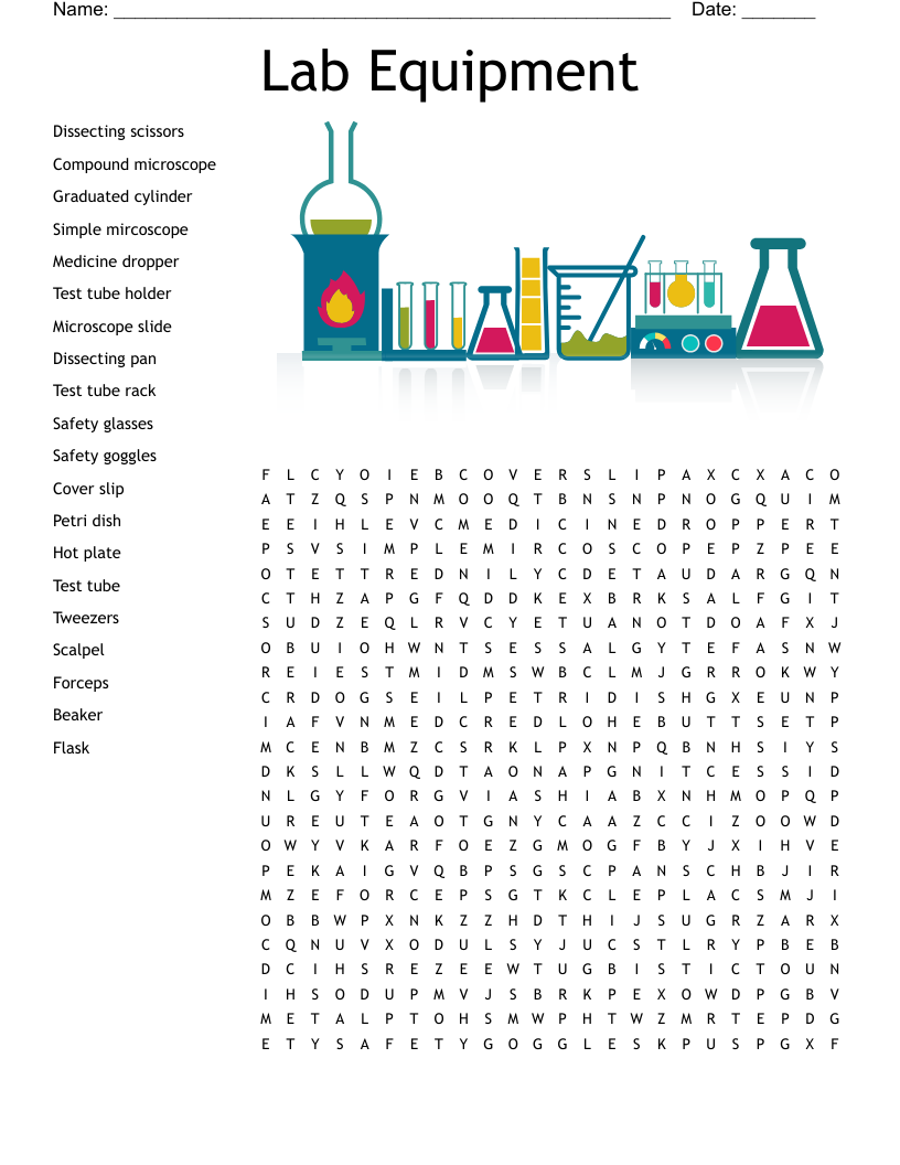 Lab Equipment Word Search