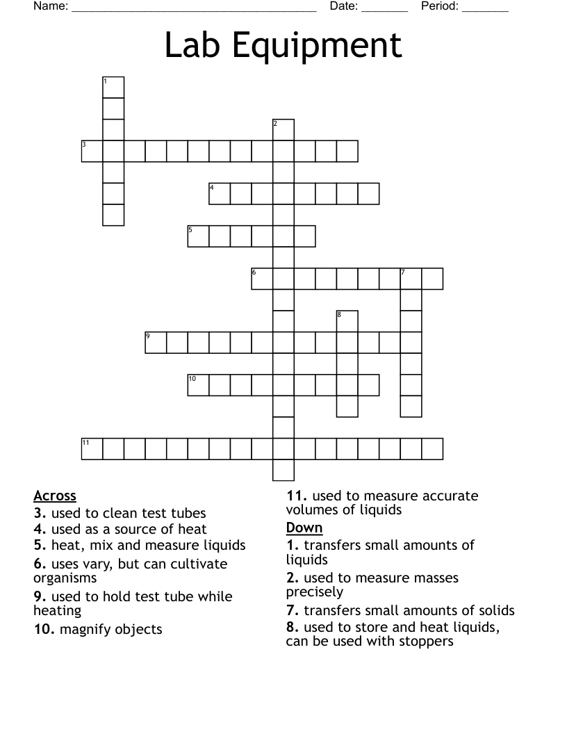 Lab Equipment Crossword