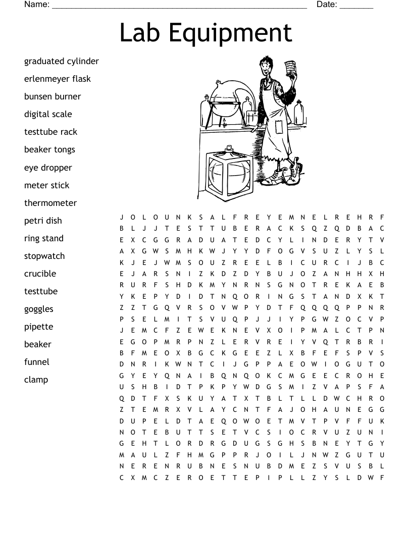 Lab Equipment Word Search