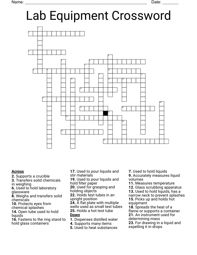 Lab Equipment Crossword