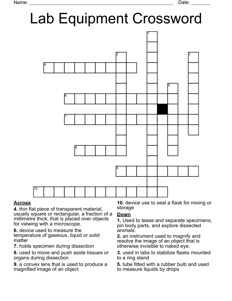 Lab Equipment Crossword