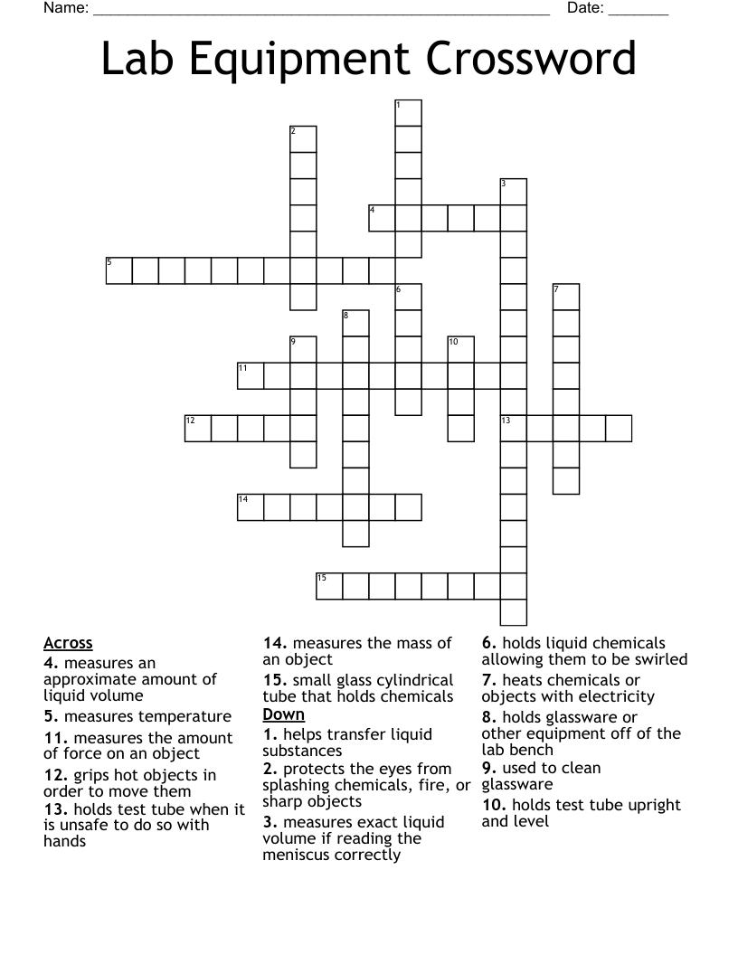Lab Equipment Crossword