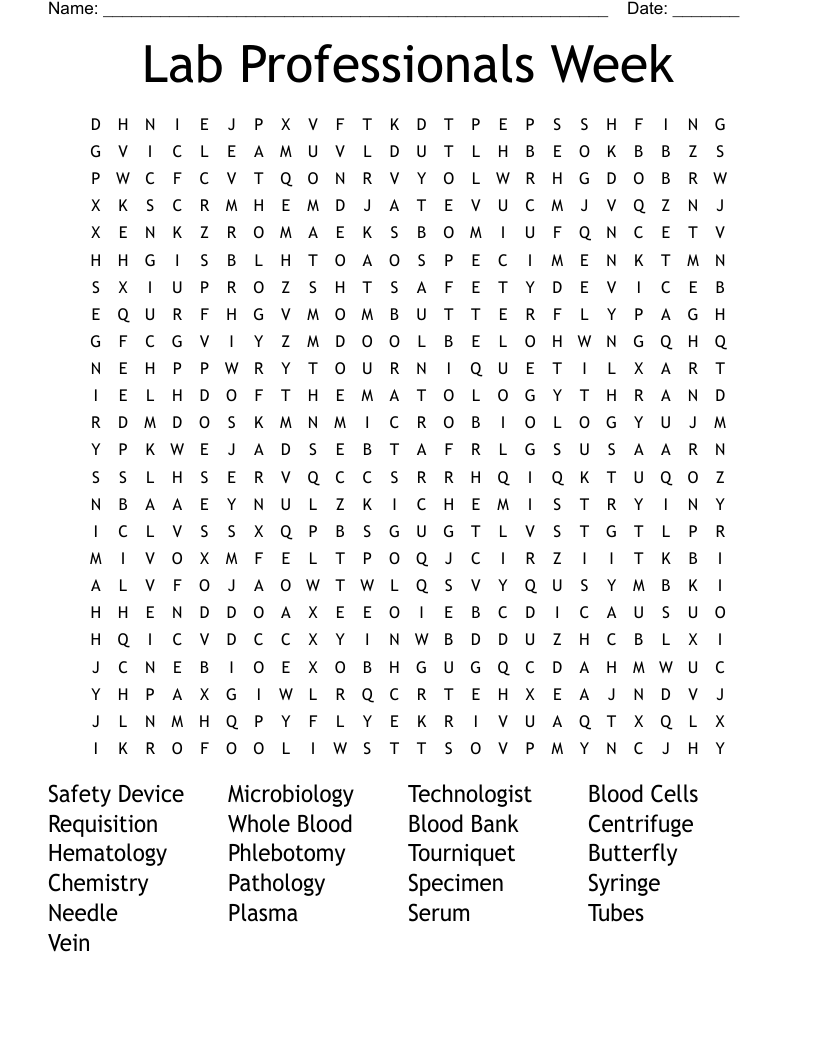 Lab Professionals Week Word Search