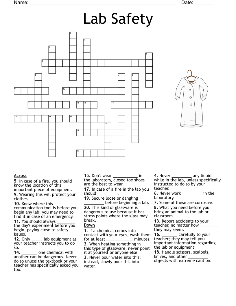 Lab Safety Crossword
