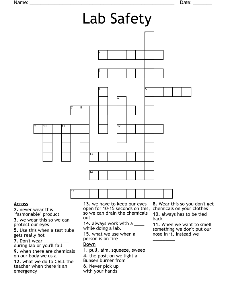 Lab Safety Crossword