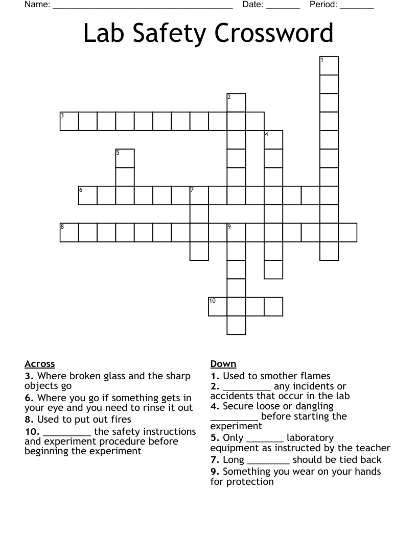 Lab Safety Crossword