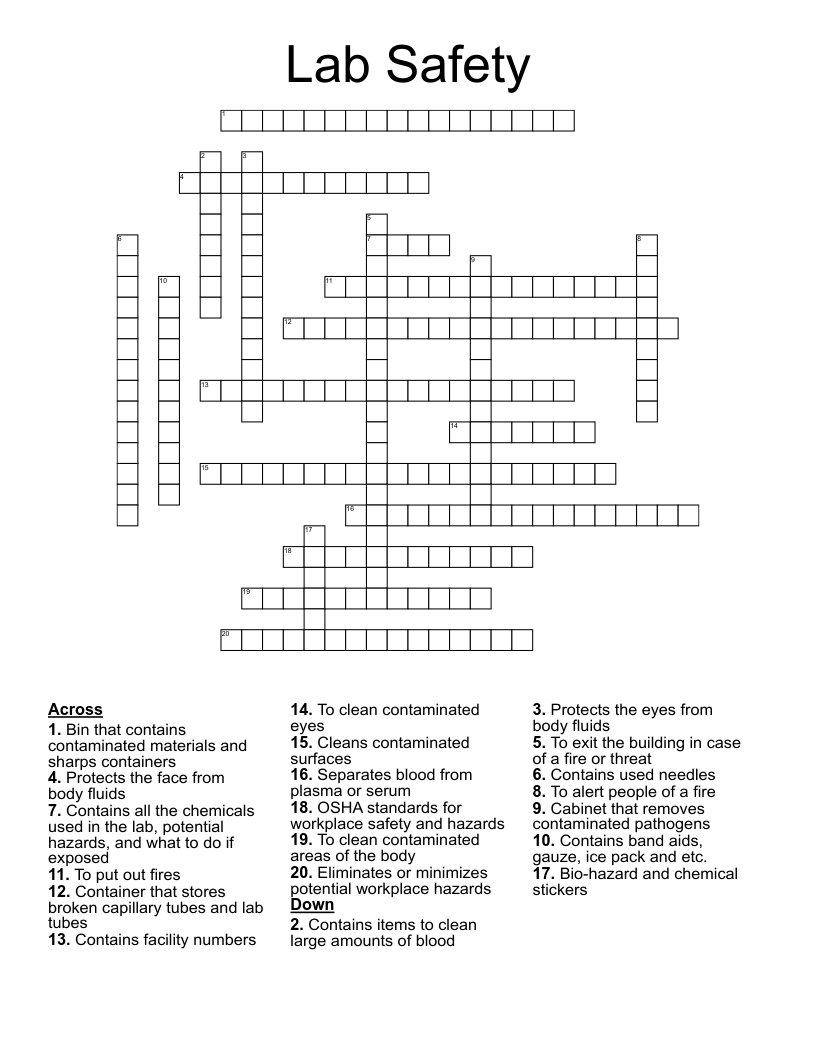 Lab Safety  Crossword