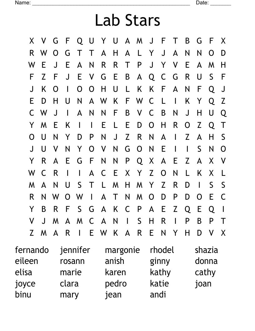 Lab Stars Word Search