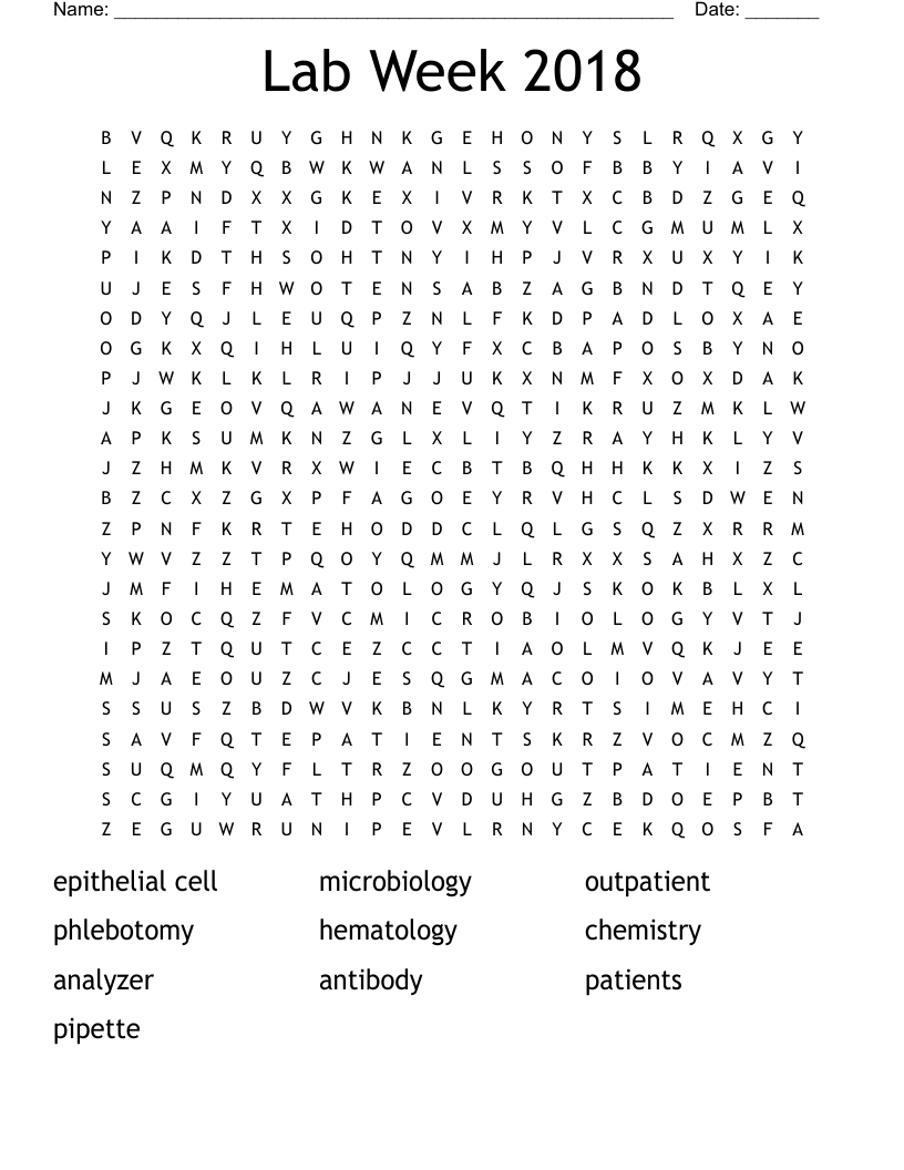 Lab Week 2018 Word Search