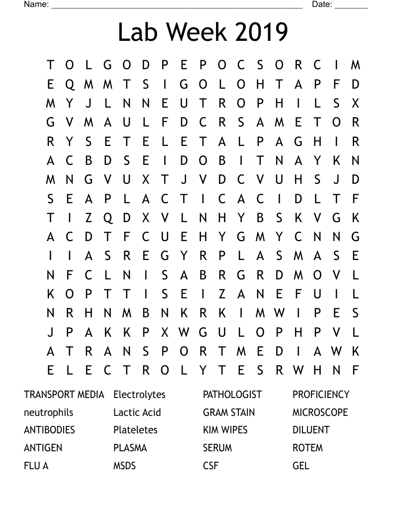 Lab Week 2019 Word Search