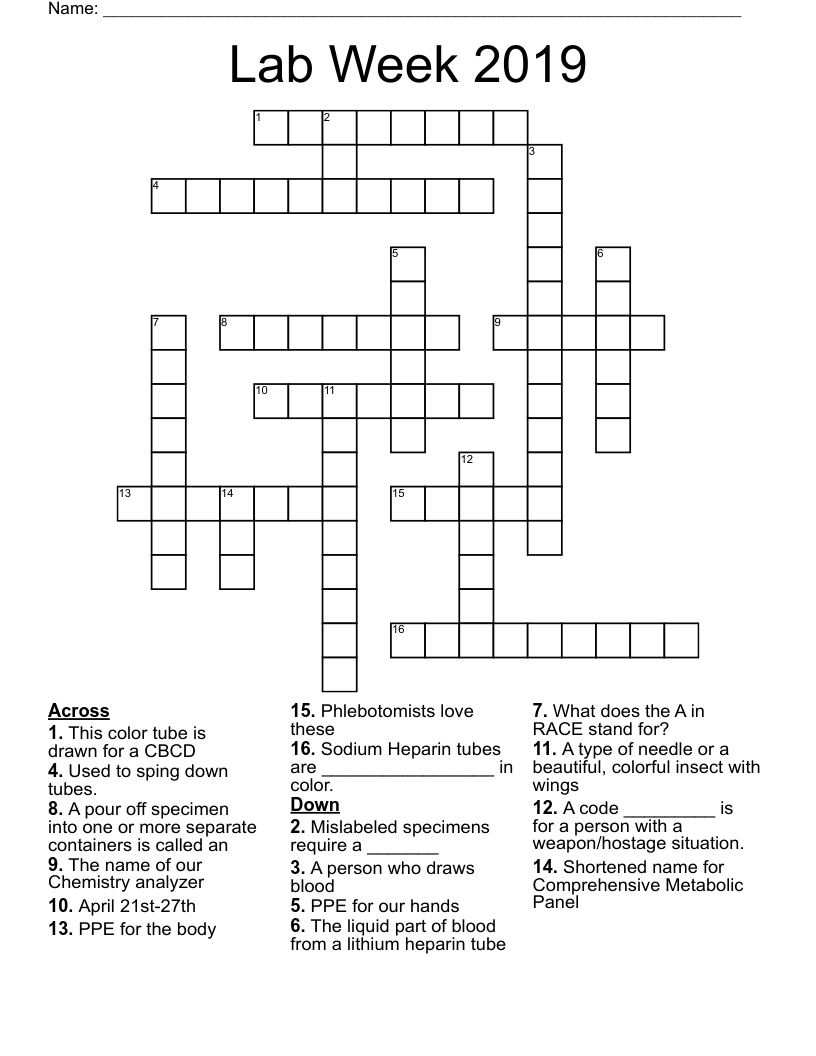 Lab Week 2019 Crossword