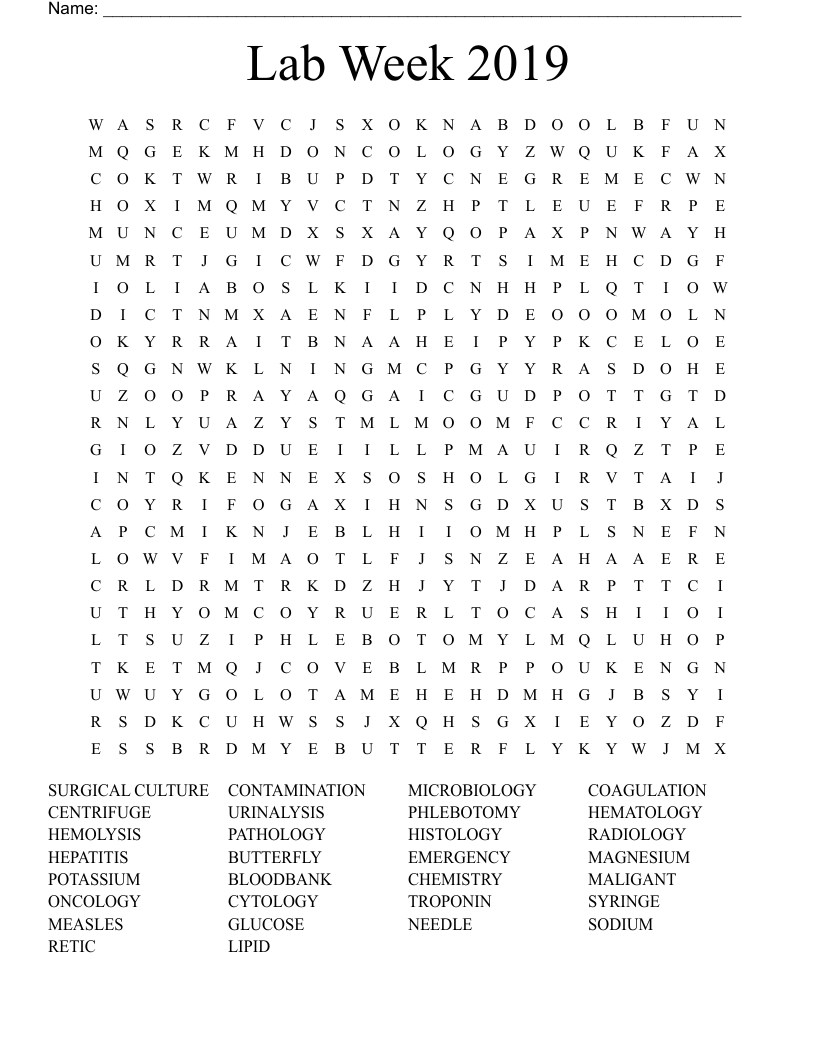 Lab Week 2019 Word Search