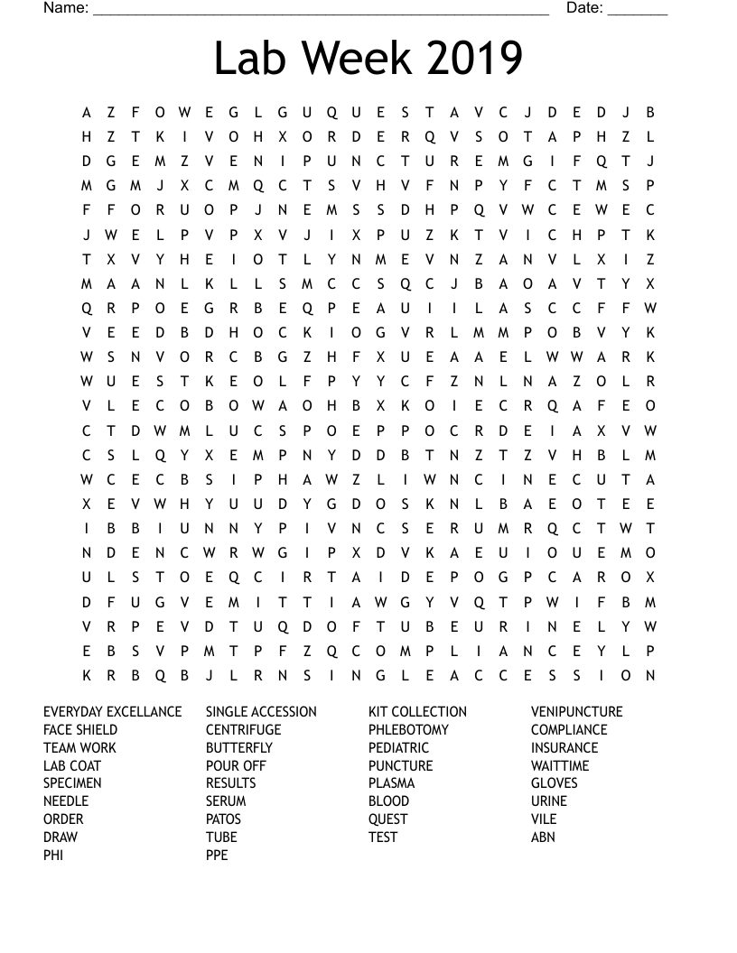 Lab Week 2019 Word Search