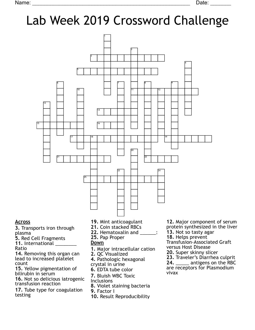 Lab Week 2019 Crossword Challenge