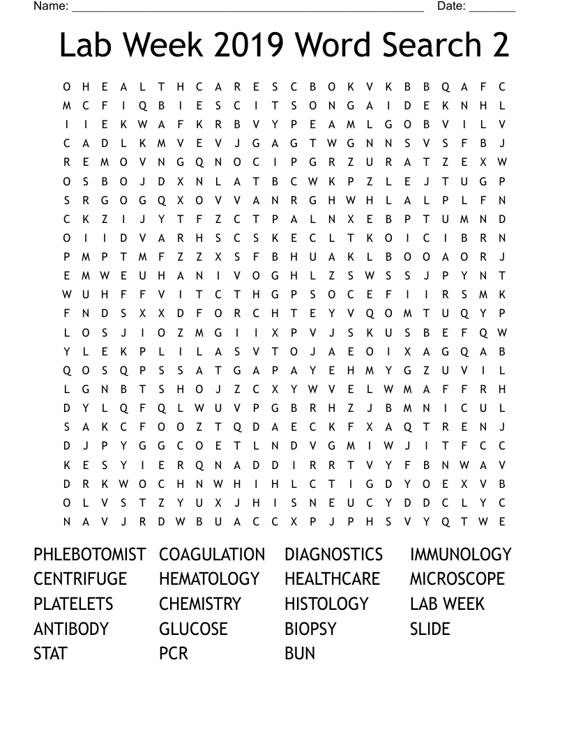 Lab Week 2019 Word Search 2