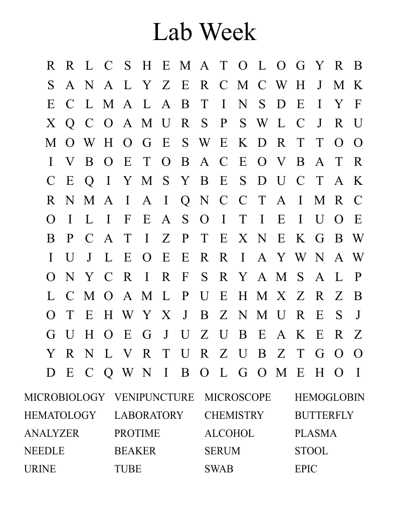 Lab Week Word Search