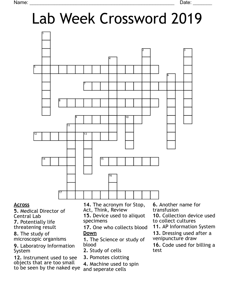 Lab Week Crossword 2019