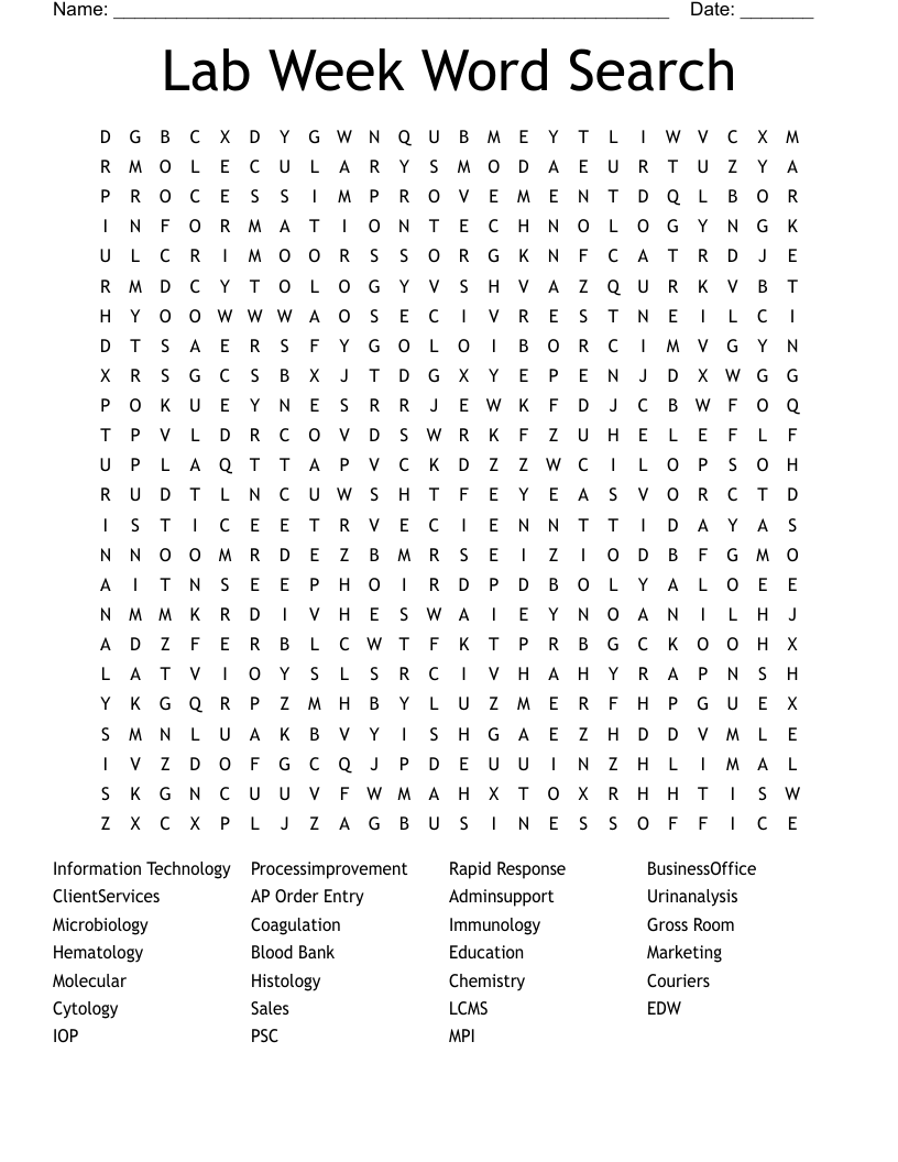 Lab Week Word Search