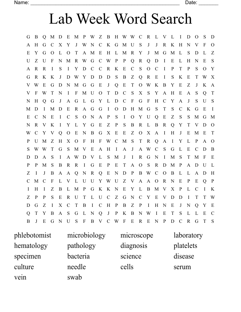 Lab Week Word Search