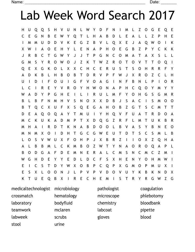 Lab Week Word Search 2017
