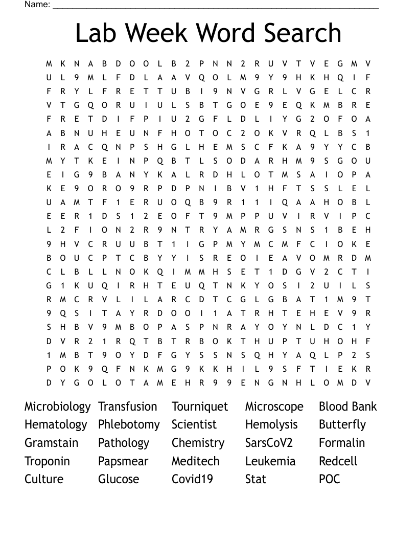 Lab Week Word Search