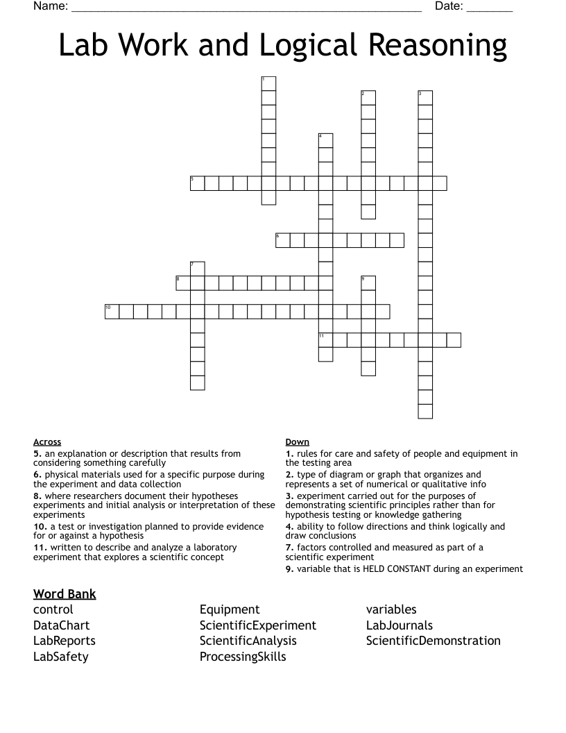 Lab Work and Logical Reasoning Crossword