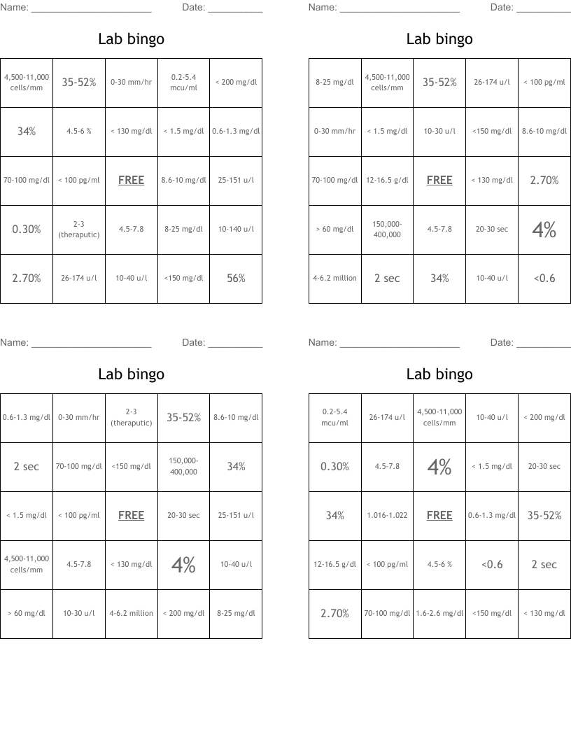 Lab bingo